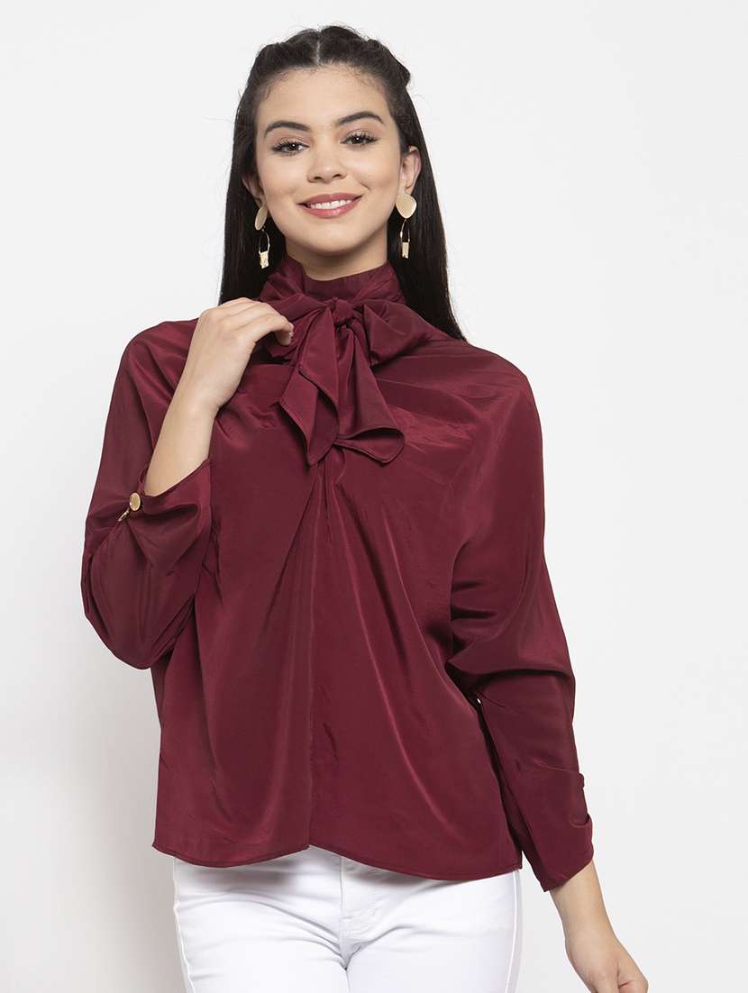 tie up neck solid top 
