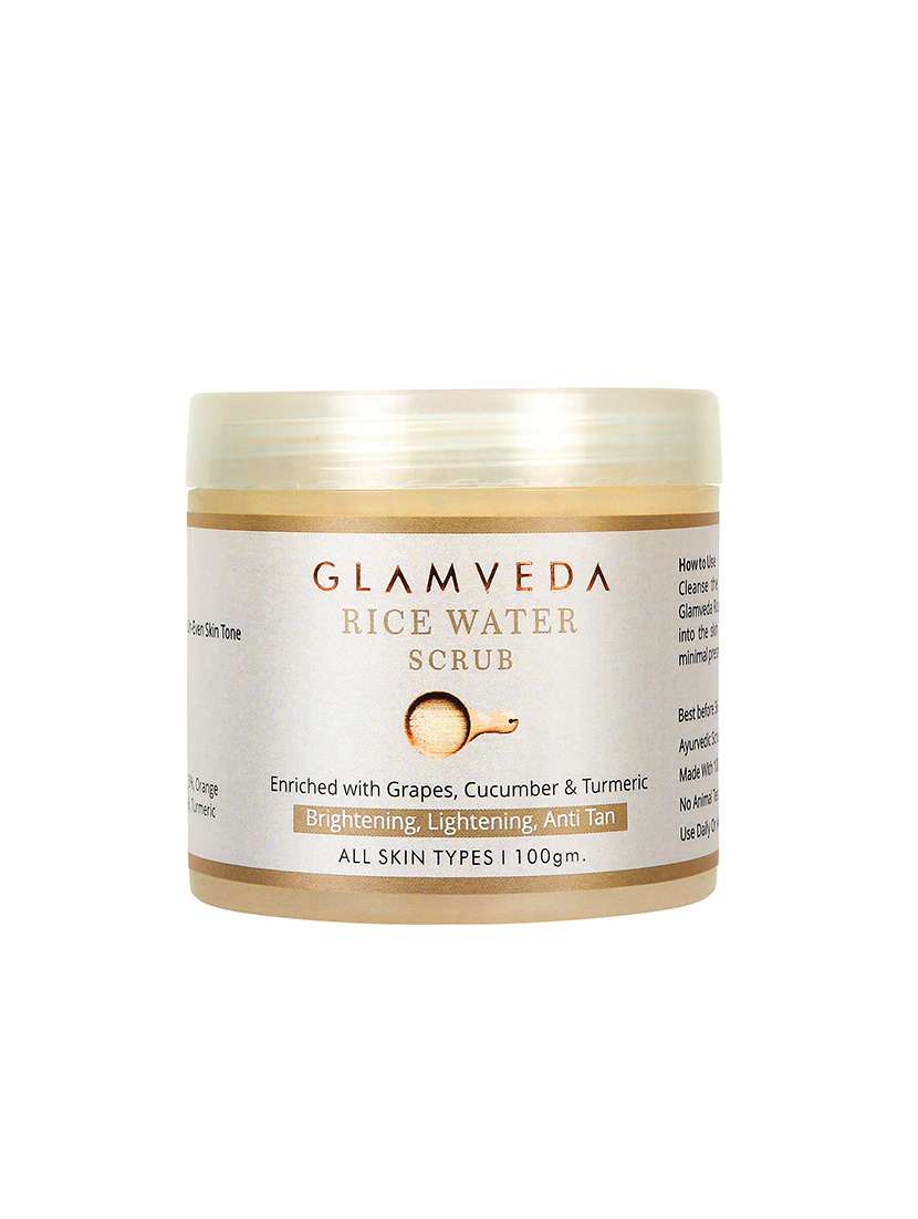 glamveda rice water scrub brightening | 100 g| allskin type| paraben free