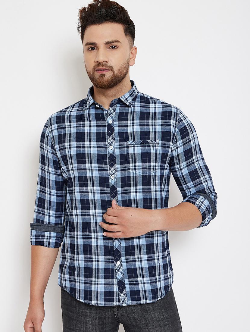 light blue checkered casual shirt - 17263500 -  Zoom Image - 0