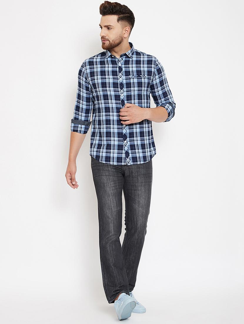 light blue checkered casual shirt - 17263500 - Standard Image - 3