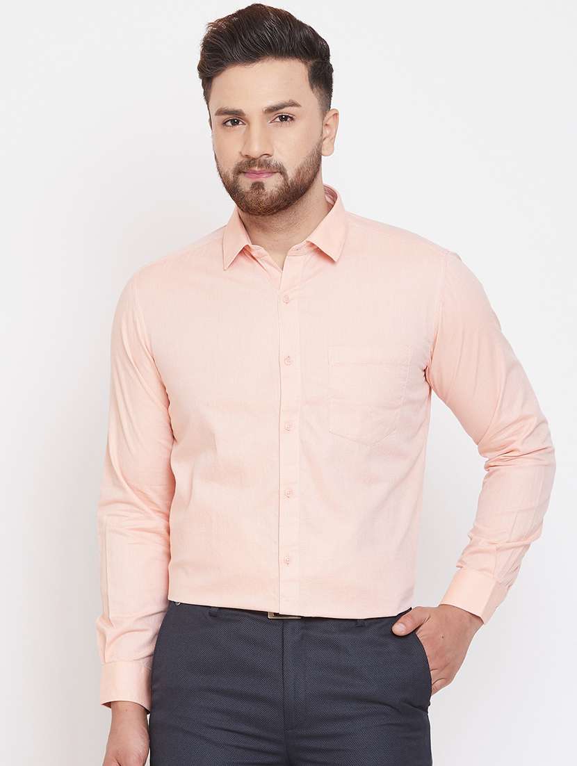peach solid formal shirt - 17263515 - Zoom Image - 0
