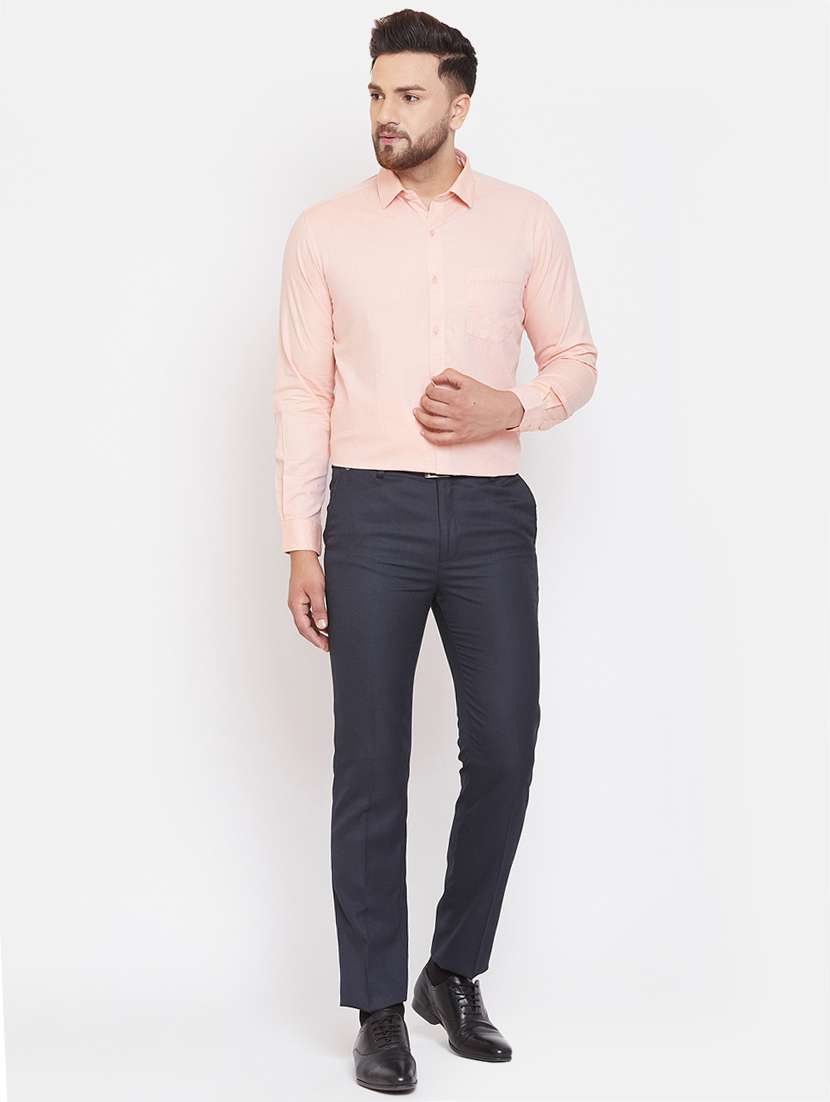 peach solid formal shirt - 17263515 - Standard Image - 3