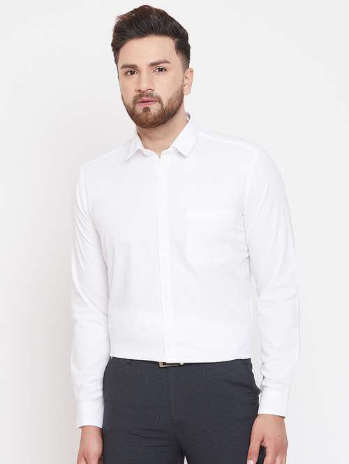 white solid formal shirt - 17263517 - Standard Image - 0