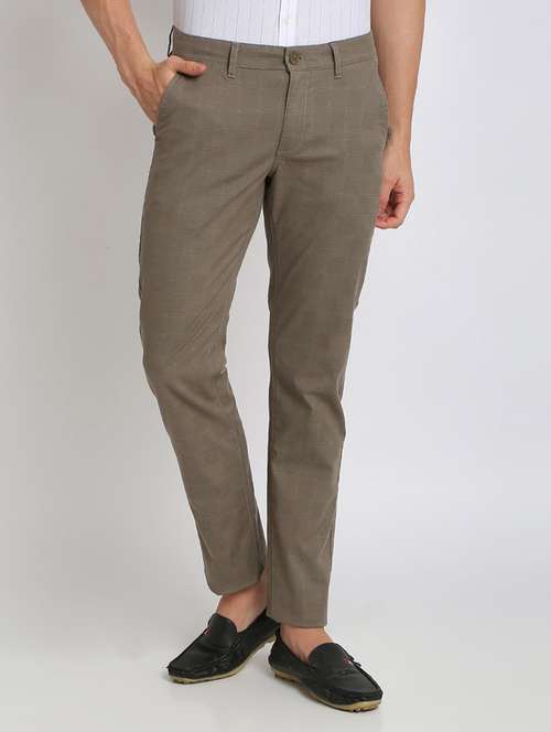 green checkered flat front casual trouser - 17263611 -  Standard Image - 0