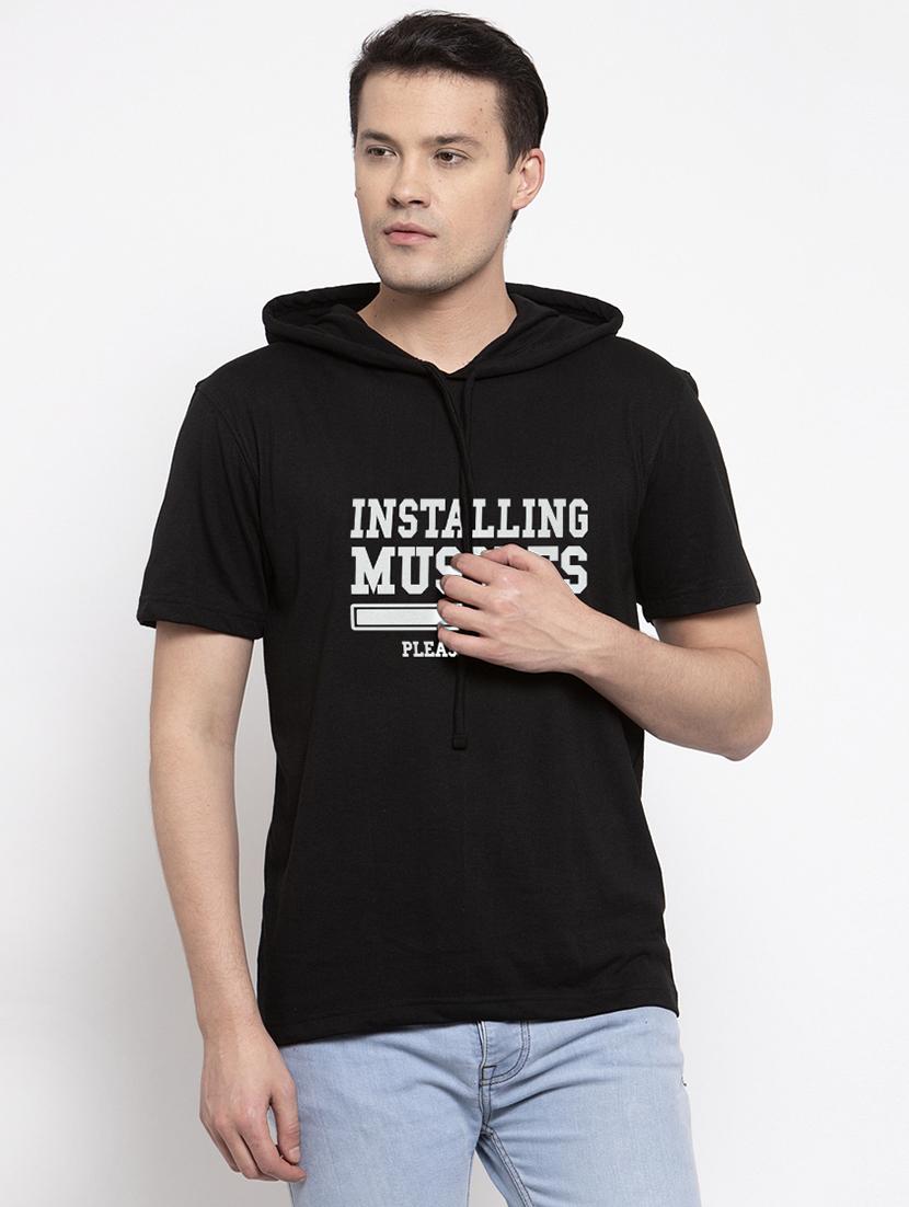black chest print t-shirt - 17263765 -  Zoom Image - 0