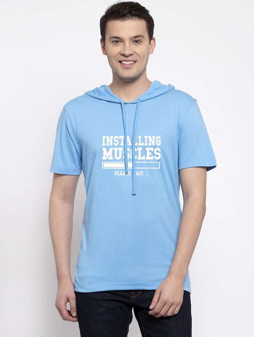 light blue chest print t-shirt - 17263767 - Zoom Image - 0
