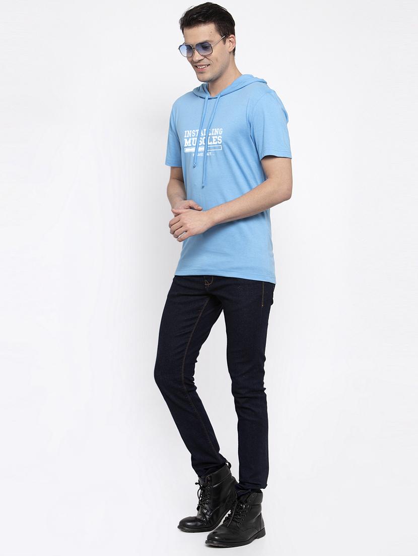 light blue chest print t-shirt - 17263767 - Standard Image - 3