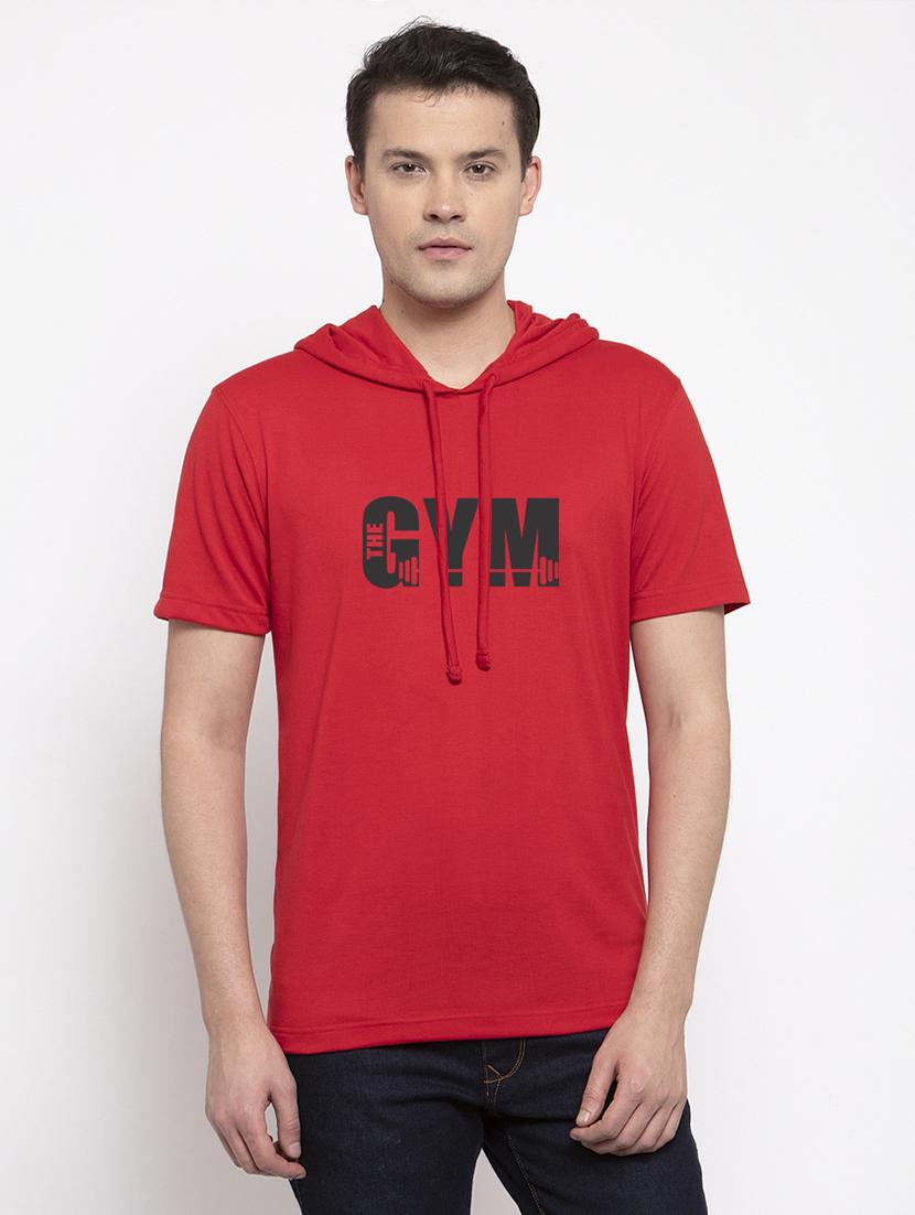 maroon chest print t-shirt - 17263779 -  Zoom Image - 0