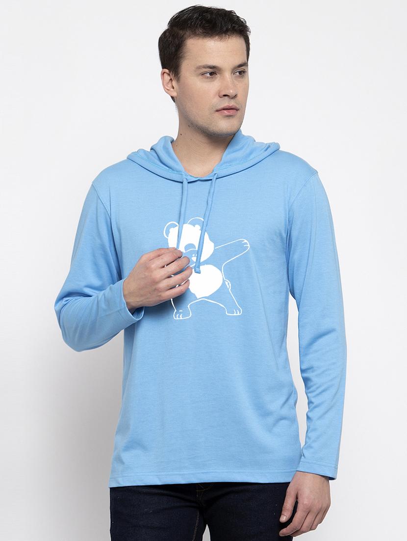 light blue chest print t-shirt - 17263839 - Zoom Image - 0