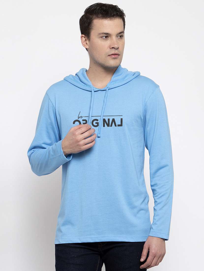 light blue chest print t-shirt - 17263847 -  Zoom Image - 0