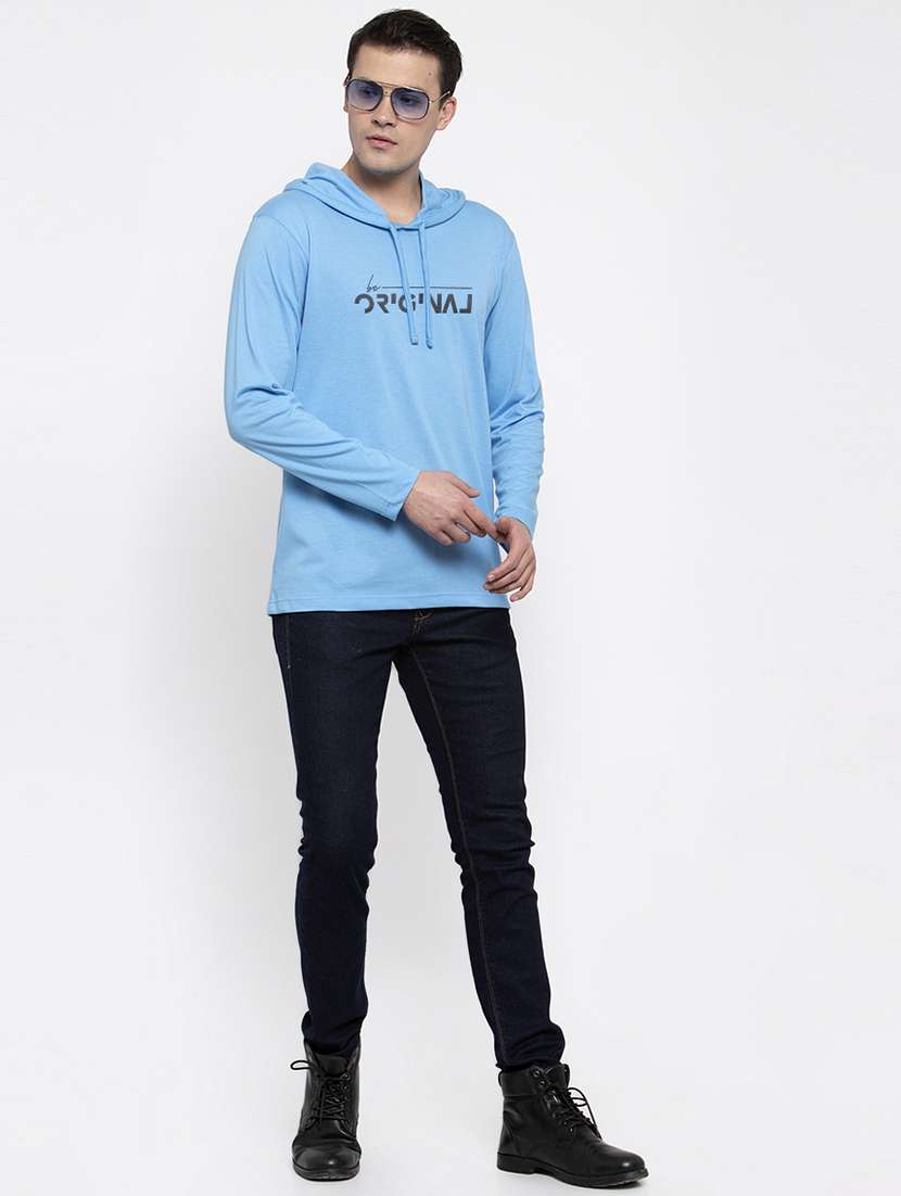 light blue chest print t-shirt - 17263847 - Standard Image - 3