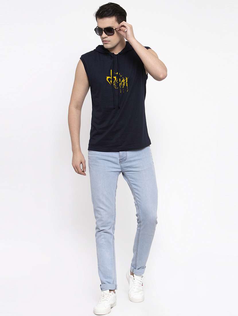 navy blue chest print t-shirt - 17263863 - Standard Image - 3