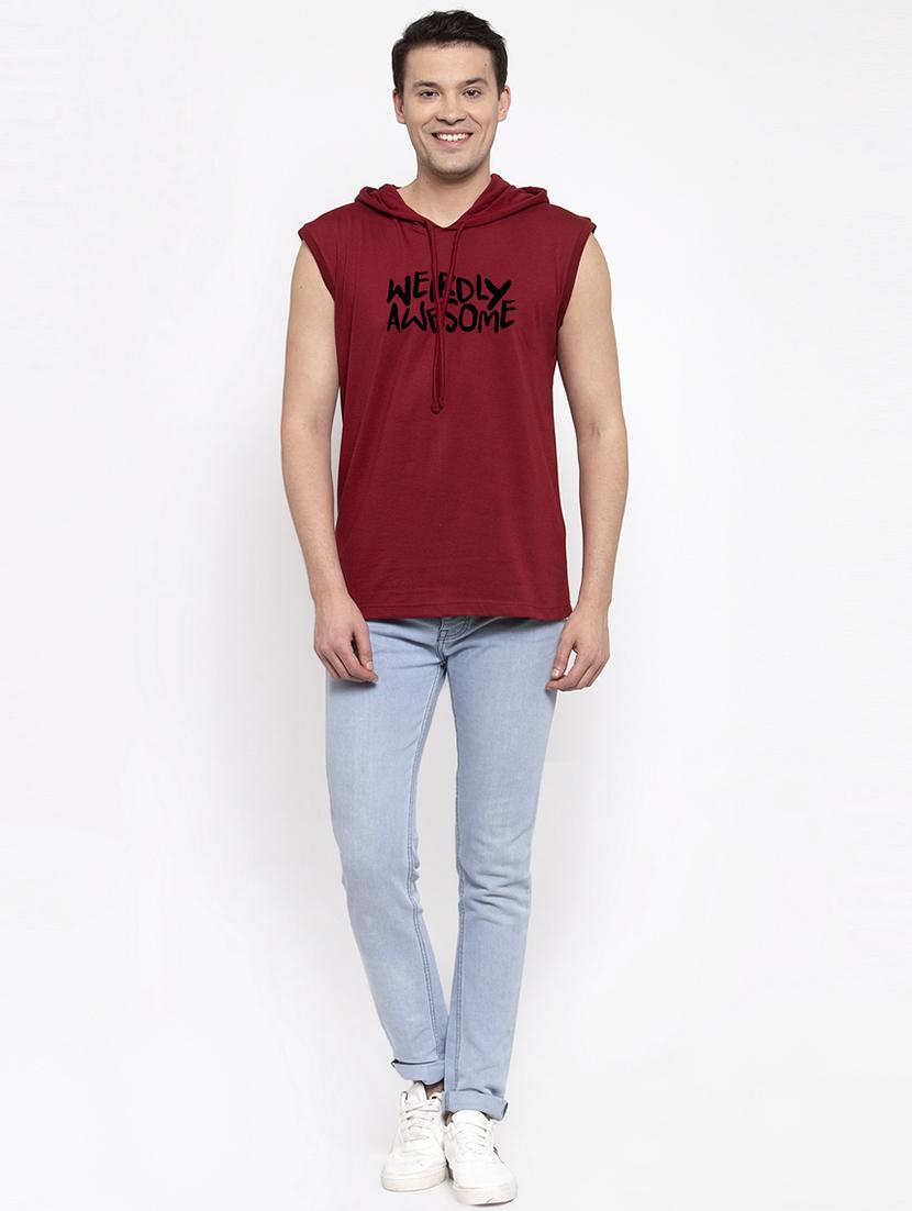 maroon chest print t-shirt - 17263867 - Standard Image - 3