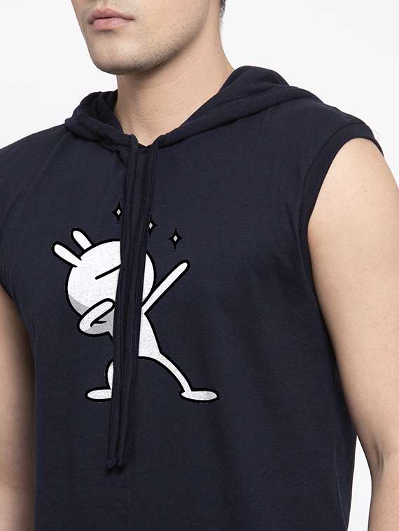 Navy Blue Chest Print T Shirt