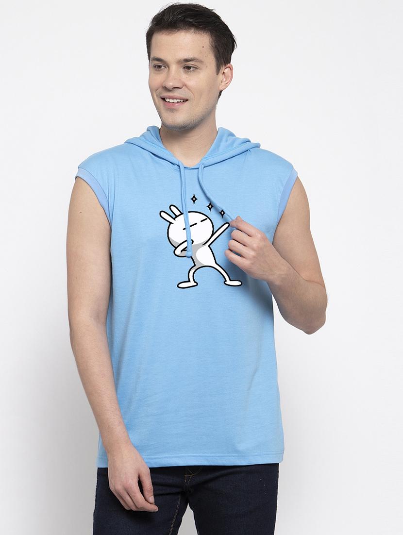 light blue chest print t-shirt - 17263871 - Zoom Image - 0