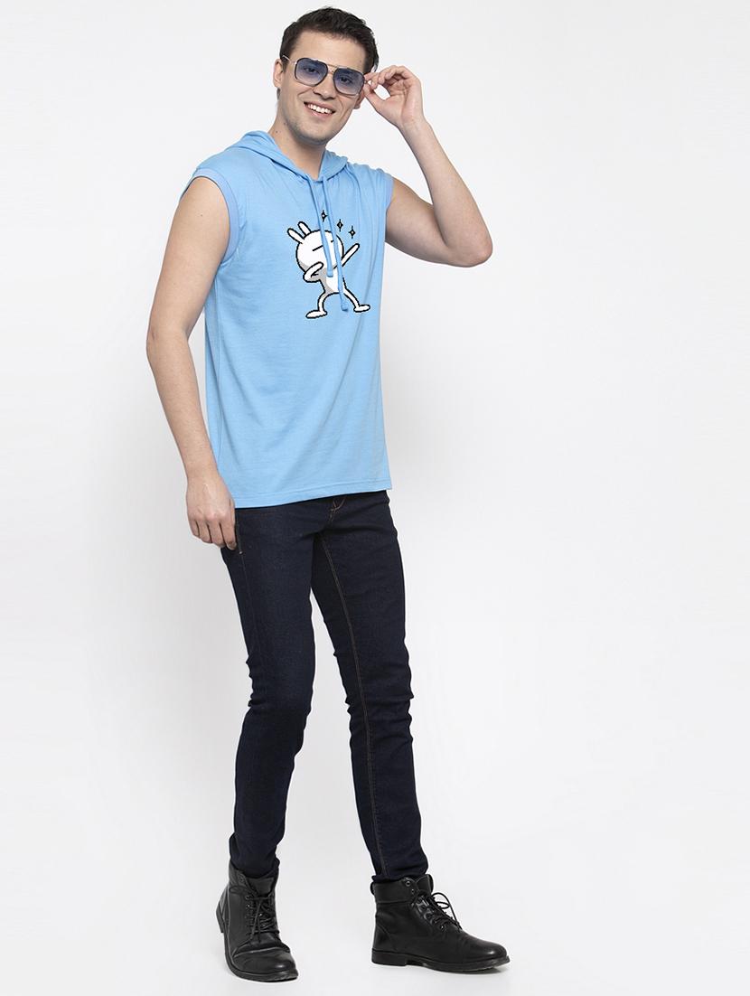 light blue chest print t-shirt - 17263871 - Standard Image - 3