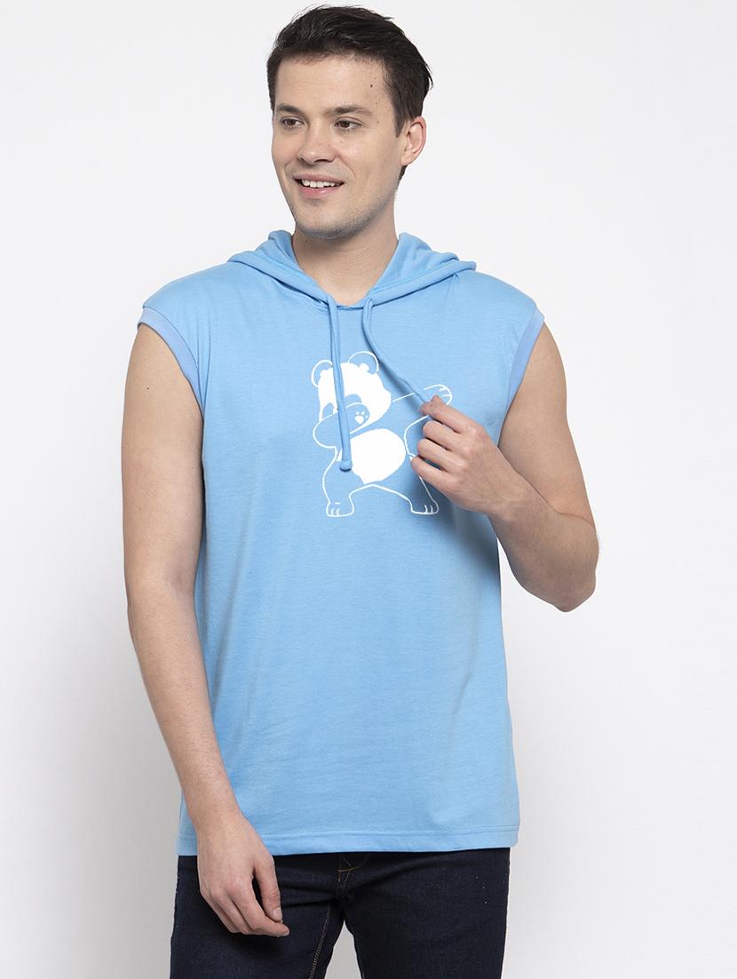light blue chest print t-shirt - 17263878 - Zoom Image - 0