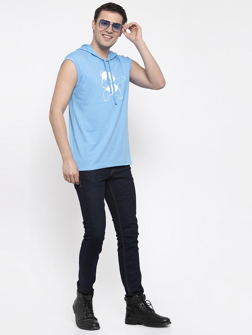 light blue chest print t-shirt - 17263878 - Standard Image - 3