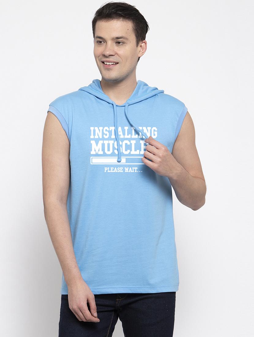 light blue chest print t-shirt - 17263884 - Zoom Image - 0