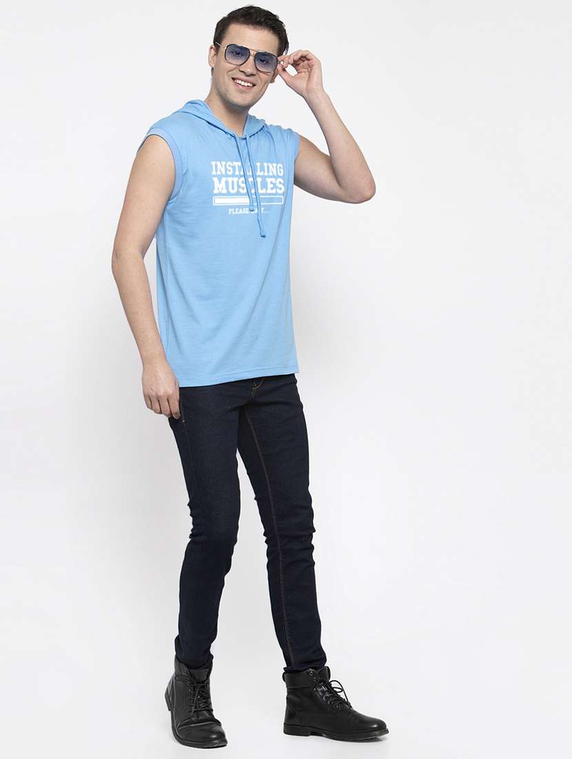 light blue chest print t-shirt - 17263884 - Standard Image - 3