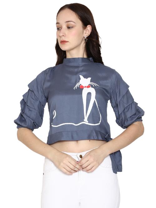 layered sleeves crop top - 17263955 - Standard Image - 0