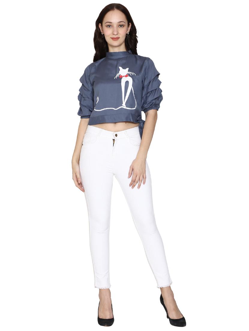layered sleeves crop top - 17263955 - Standard Image - 3