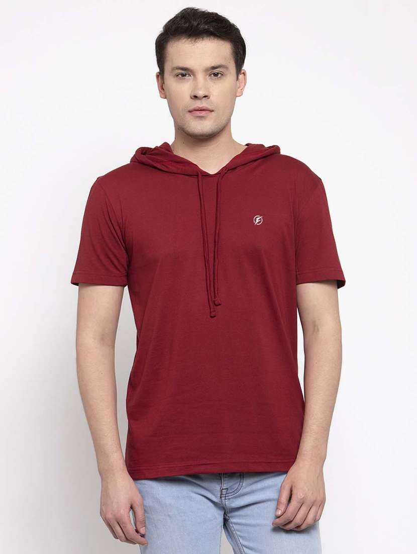 maroon solid t-shirt - 17263967 - Zoom Image - 0