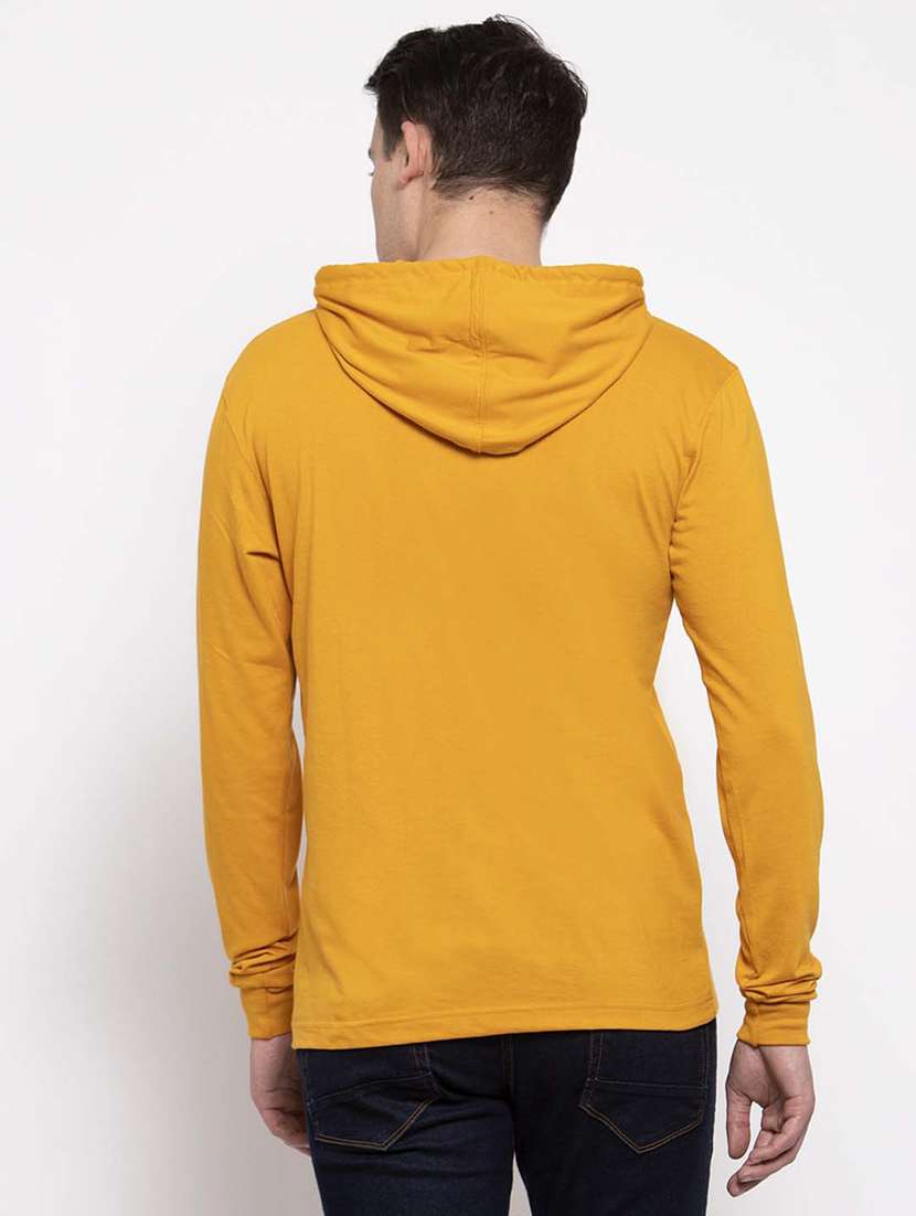 mustard solid hooded t-shirt - 17263990 -  Standard Image - 3