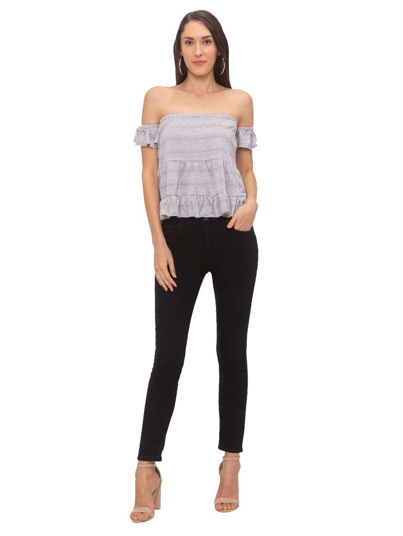 women's tiered off shoulder top - 17264270 - Standard Image - 3