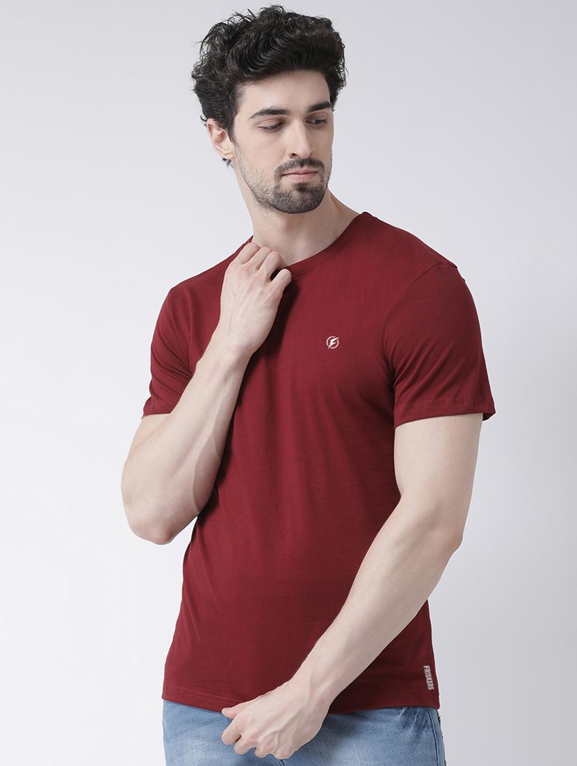 maroon solid t-shirt - 17264524 - Zoom Image - 0