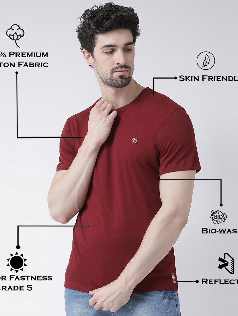 maroon solid t-shirt - 17264524 - Standard Image - 3