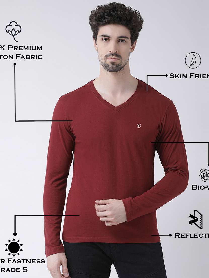 maroon solid t-shirt - 17264535 - Standard Image - 3