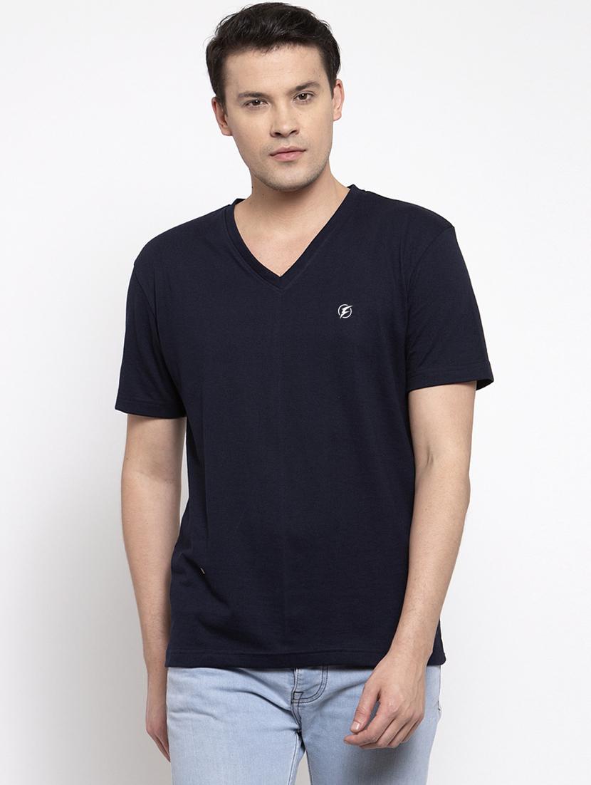 navy blue solid t-shirt - 17264548 - Zoom Image - 0