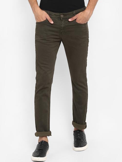 olive green printed jeans - 17264664 - Standard Image - 0