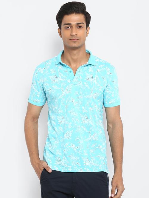 light blue printed polo t-shirt - 17264686 - Standard Image - 0