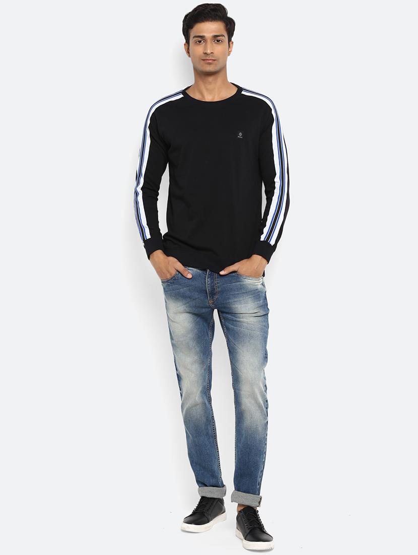 black solid taped t-shirt - 17264691 - Standard Image - 3