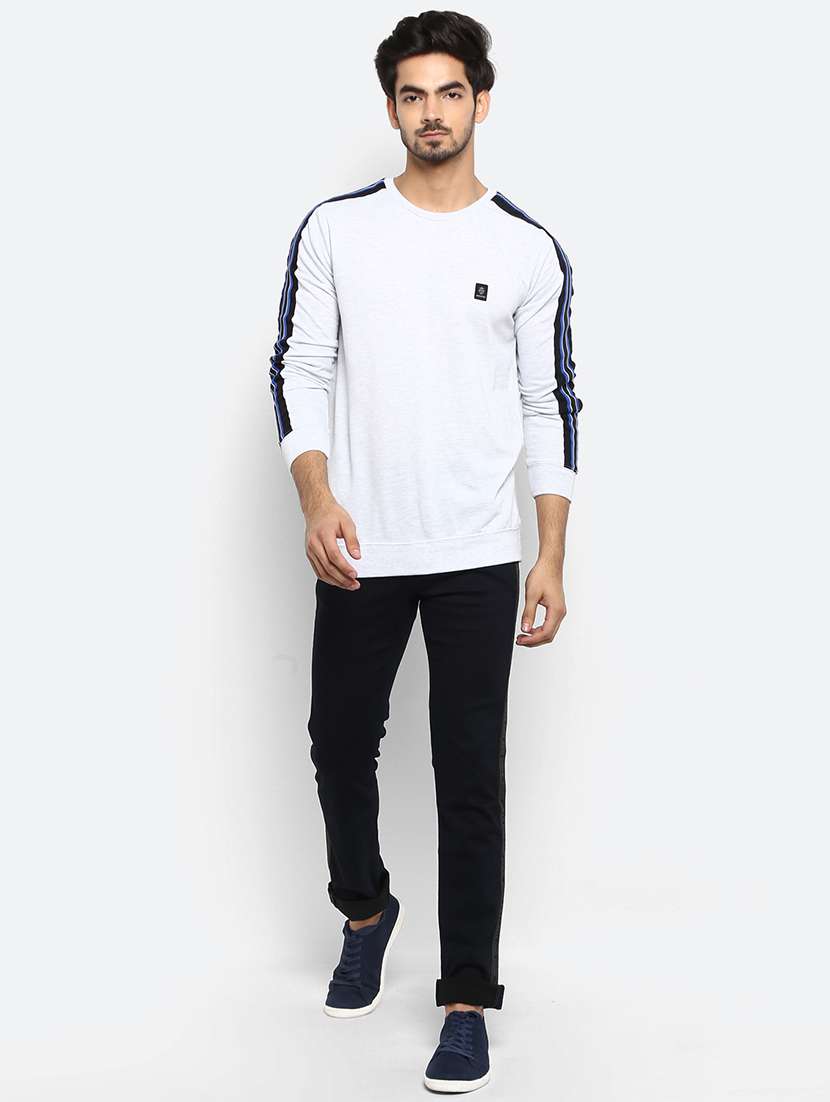 white solid taped t-shirt - 17264692 - Standard Image - 3