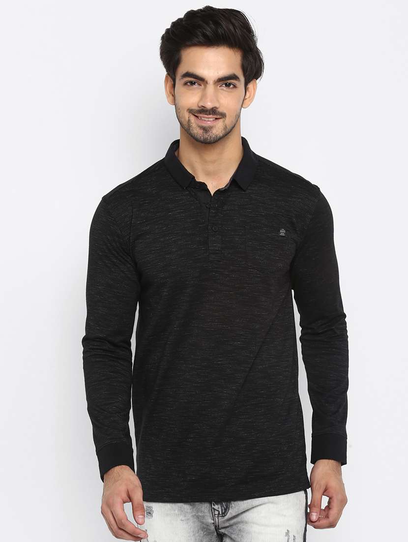 black melange collared t-shirt - 17264693 - Zoom Image - 0
