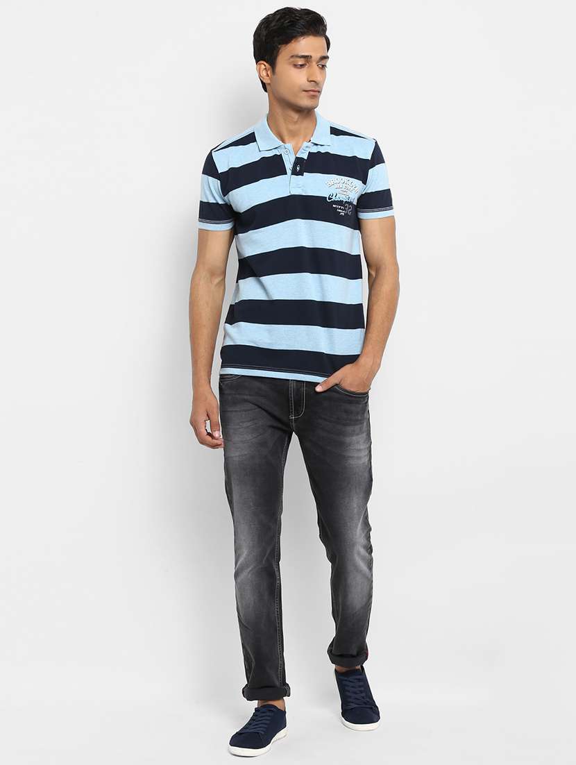 blue striped polo t-shirt - 17264697 - Standard Image - 3