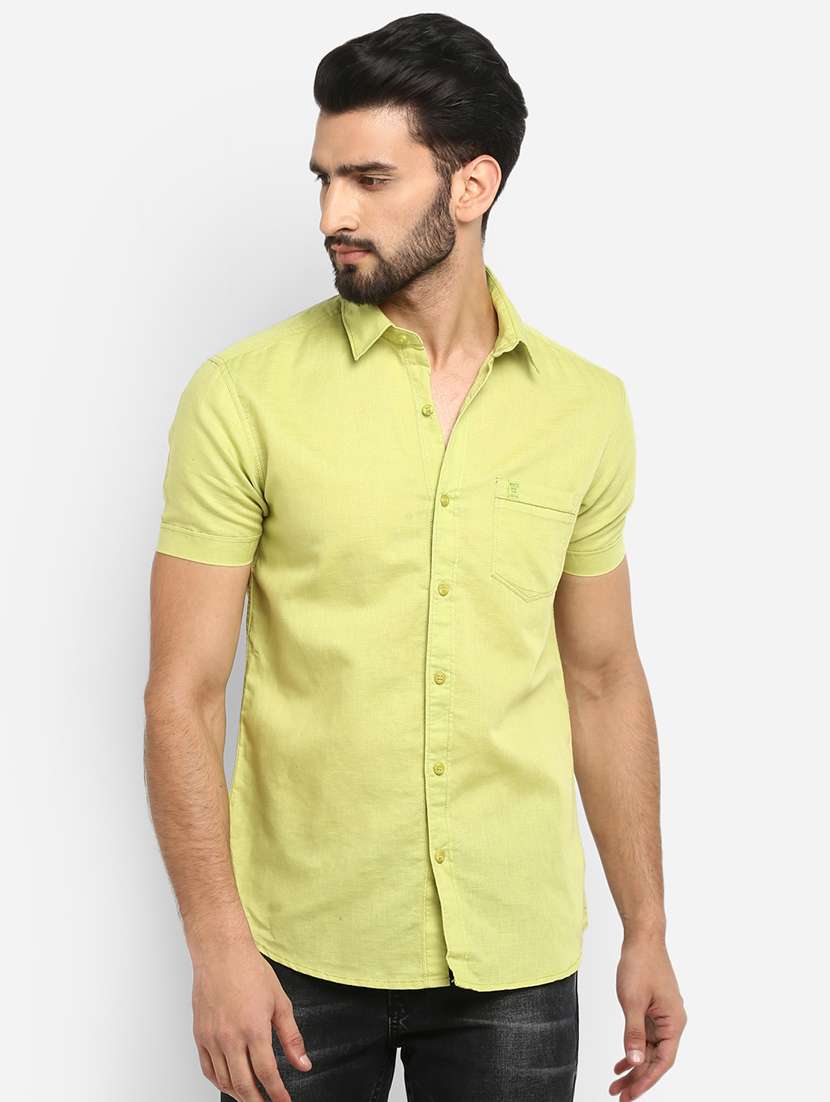 green solid casual shirt - 17264699 - Zoom Image - 0