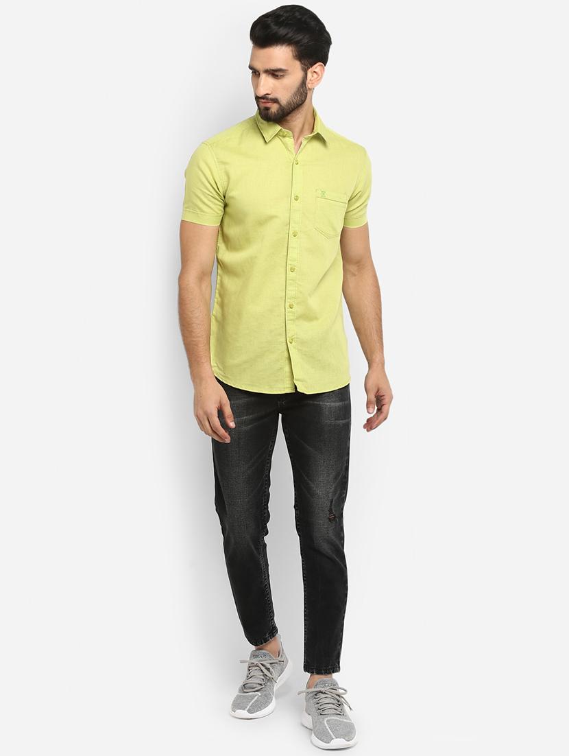 green solid casual shirt - 17264699 - Standard Image - 3