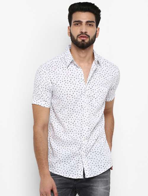 white printed casual shirt - 17264706 - Standard Image - 0
