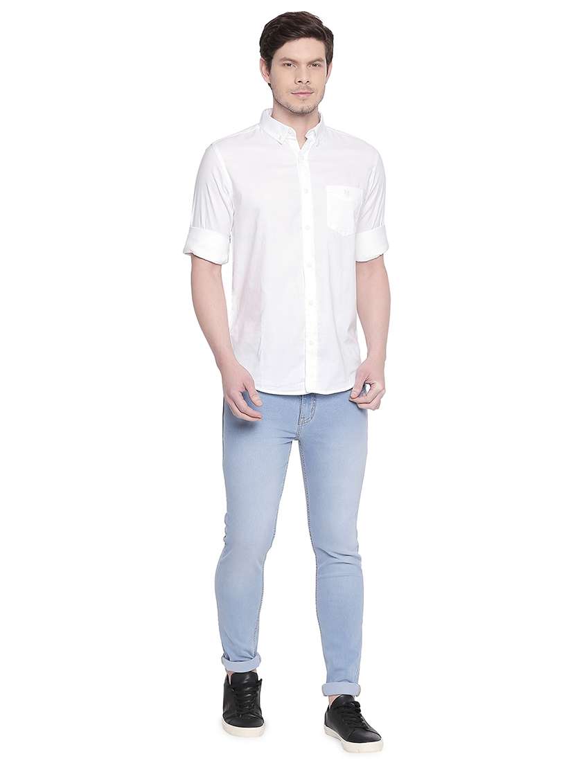 white solid casual shirt - 17264721 - Standard Image - 3