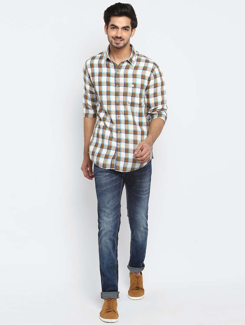 brown checkered casual shirt - 17264722 -  Standard Image - 3