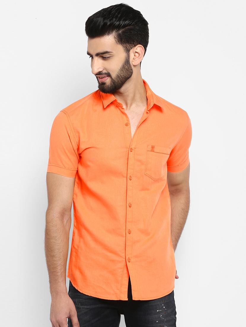 orange solid casual shirt - 17264738 - Zoom Image - 0