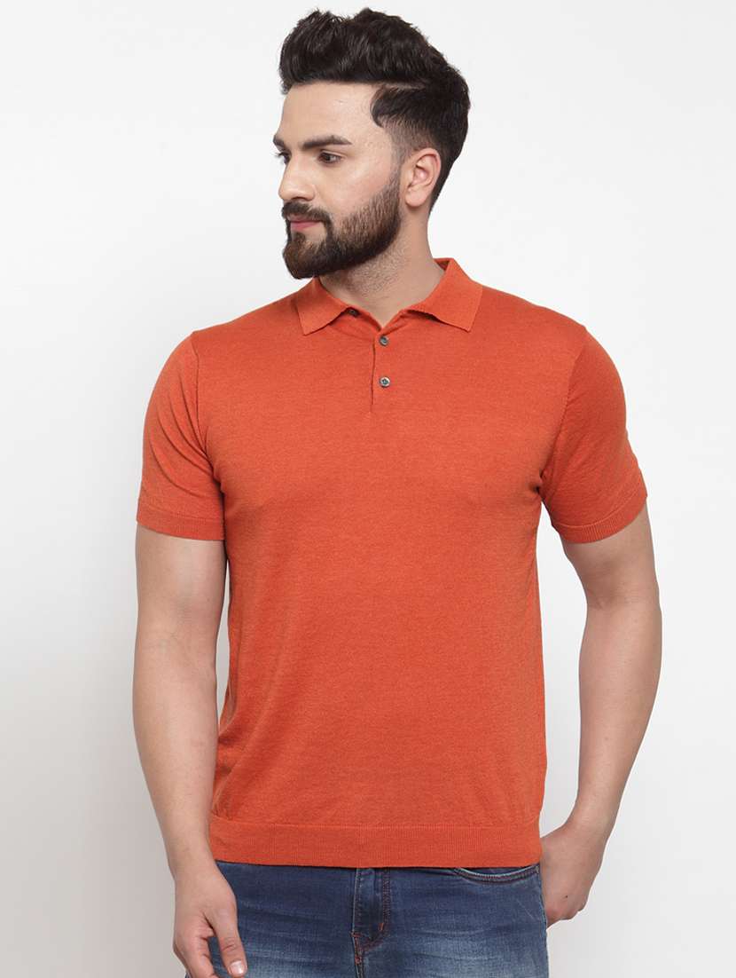 rust solid polo t-shirt - 17265501 - Zoom Image - 0