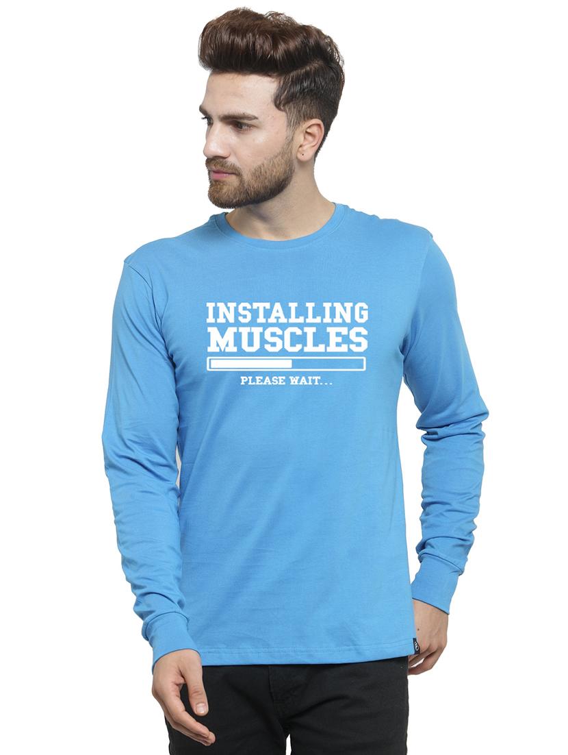 light blue chest print t-shirt - 17267509 - Zoom Image - 0