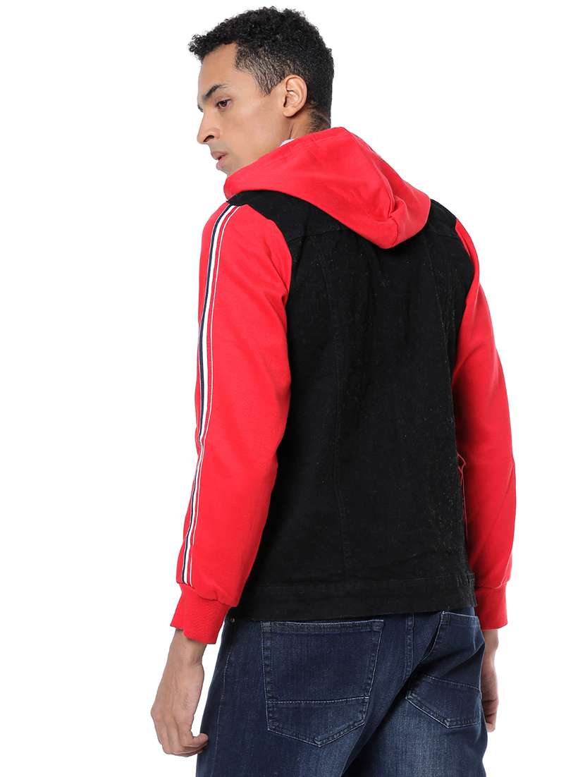 Black Color Block Denim Jacket 