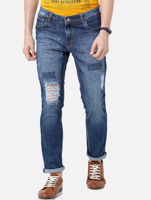 mens slim fit distressed jeans - 17271650 - Standard Image - 0