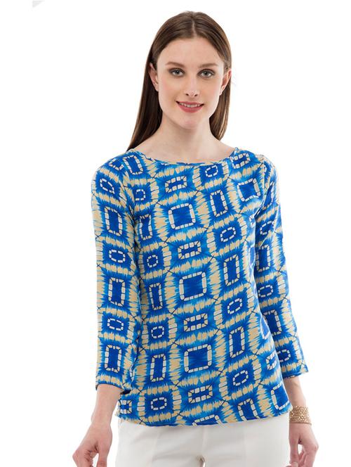 round neck printed top - 17272357 - Standard Image - 0